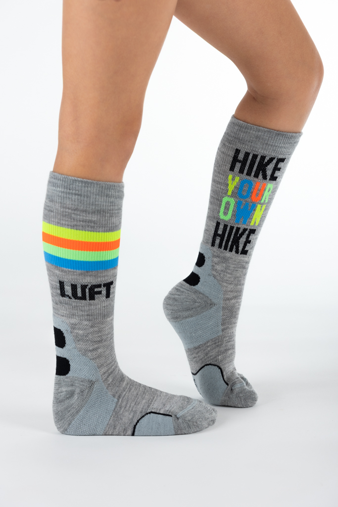 Otroške nogavice MERINO SPECIAL Storžič, sive MIX "Hike your own hike"