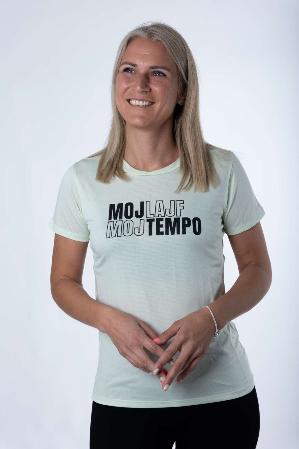 ŽENSKA  ŠPORTNA MAJICA -Moj lajf, moj tempo, Mint