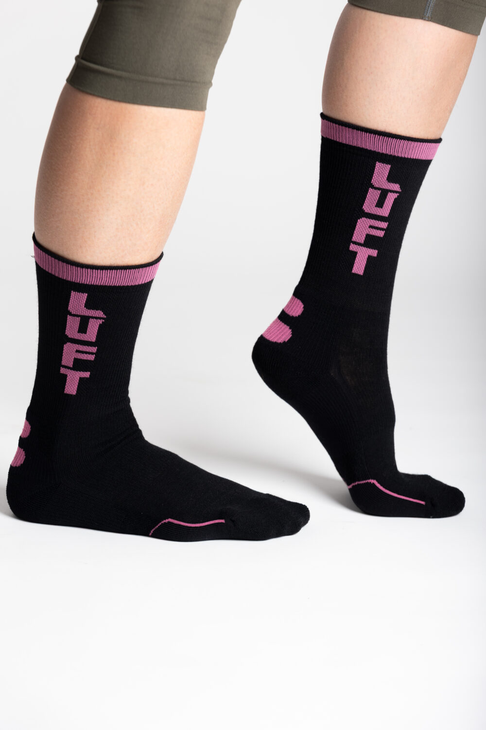 Zimske MERINO nogavice, črno/roza