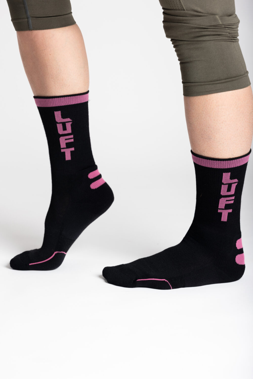 Zimske MERINO nogavice, črno/roza