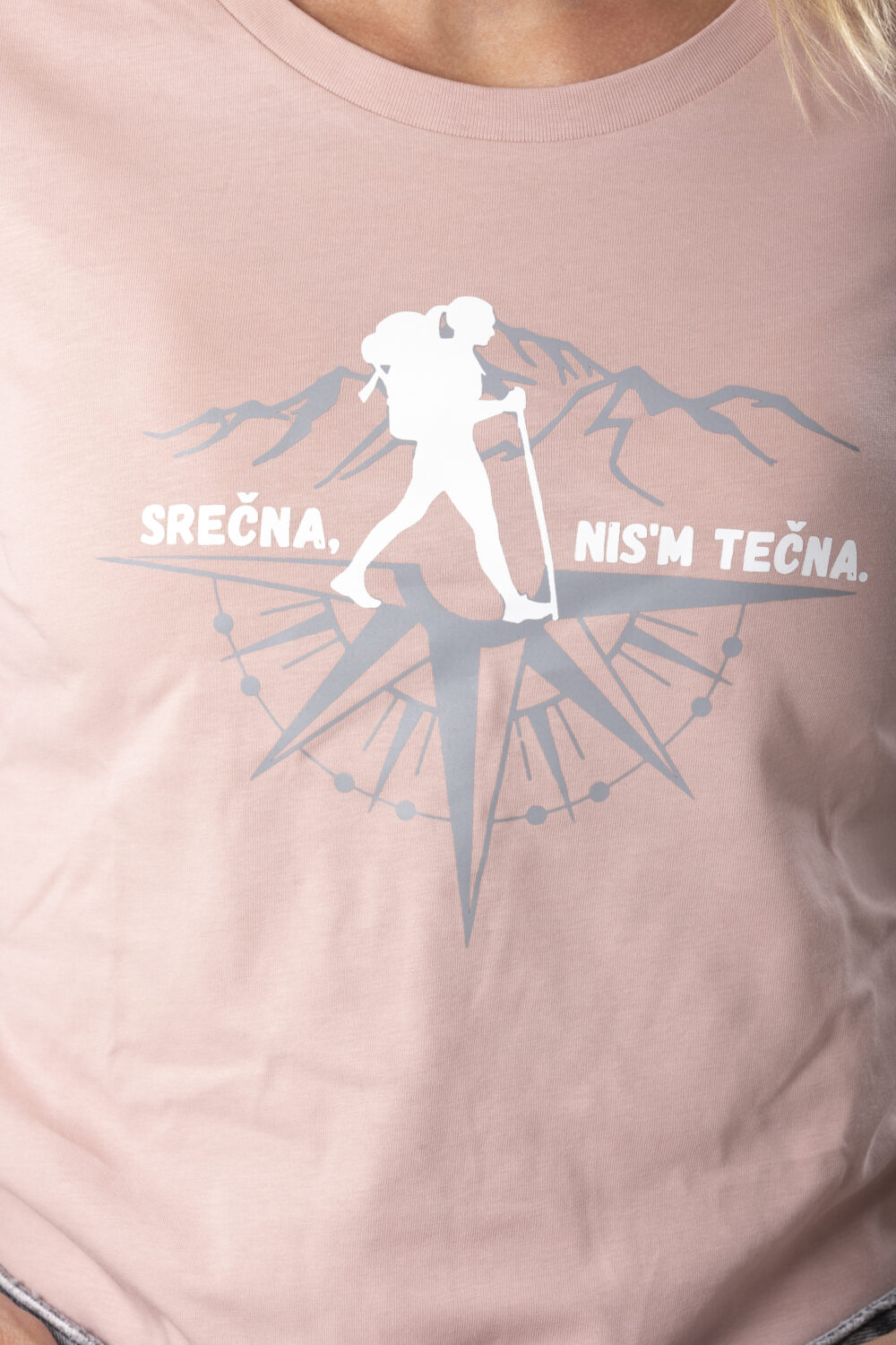 Ženska majica Casual, Srečna nisem tečna, baby roza